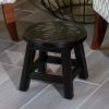 Carved Wooden Step Stool; Queen Bee; Espresso