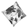 17 x 17 Inch Decorative Square Cotton Accent Throw Pillow with Classic Floral Print; Black and White