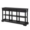 Console Sofa Table with Ample Storage; Retro Kitchen Buffet Cabinet Sideboard with Open Shelves and 3 Drawers; Accent Storage Cabinet for Entryway/Liv