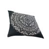 20 x 20 Modern Square Cotton Accent Throw Pillow; Mandala Design Pattern; Black; White