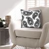 20 x 20 Square Accent Throw Pillow; Paisley Print; With Filler; Black; White