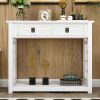 TREXM Console Table with 2 Drawers and Bottom Shelf; Entryway Accent Sofa Table (White)