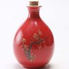 17oz Red Ceramic Wine Jar Chinese Style Empty Wine Flask Plum Blossom Wine Bottle Small Flagon