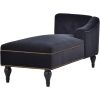 [New+Video] 58" Velvet Chaise Lounge; Button Tufted Right Arm Facing Lounge Chair with Nailhead Trim & Solid Wood Legs for Living Room or Office; Slee