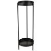 35.4"H Modern Folding Plant Stand, 2-Tier Metal Potted Plant Holder with 2 Round Trays for Indoor and Outdoor Use, Black XH