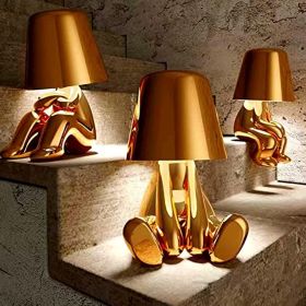 Thinker Lamp Collection; Bedside Touch Control Table Lamp Cordless Led Nightstand Desk Lamp Creative Golden Man with Dimmable Brightness for Living Ro (Style: Collection)