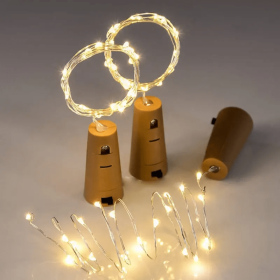 1pc 20 LED Wine Bottle Lights String Light; Mini LED 6.6ft Silver Wire Cork Lights Battery Operated Fairy Mini String Lights For Liquor Bottles Crafts (Color: Warm White)