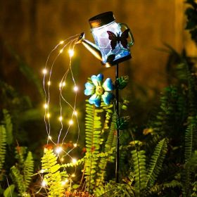 1pc Solar Garden Light; Outdoor Decor Waterproof Butterfly Solar Path Light; Watering Can Lights Hanging Fairy String Lighting For Terrace Patio Lawn (Style: Butterfly)