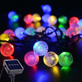 Solar Outdoor String Lights; Crystal Ball String Lights With 4 Colors In 8 Modes; Decorative String Lights For Gardens And Balconies (Color: Colored Light, size: 21.3ft 30 Lights)