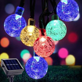 Solar Outdoor String Lights; Crystal Ball String Lights With 4 Colors In 8 Modes; Decorative String Lights For Gardens And Balconies (Color: Colored Light, size: 16.4ft 20 Lights)