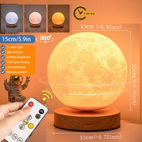 1pc Rotating Moon Atmosphere Night Light; Sleeping Light For Bedroom; Planet Lamp (Items: 15CM Moon Light Rotary Charging Remote Control Three Colors)