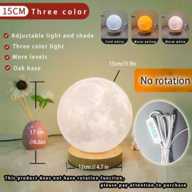 1pc Rotating Moon Atmosphere Night Light; Sleeping Light For Bedroom; Planet Lamp (Items: 5.91in Moon Non-rotating In-line Dimming Three-color)