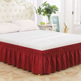 Plain Pleated Elastic Ruffle Bed Skirt Bed Sheet (Dimensions: Twin, Color: Pink)