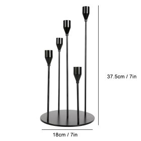 5 Head Luxury Metal Candle Holders Exquisite Candlestick Candle Stand Wedding Table Centerpieces Christmas Home Party Decoration (Ships From: CN, Color: 5 heads Black)