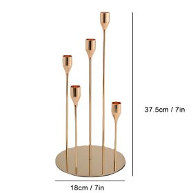 5 Head Luxury Metal Candle Holders Exquisite Candlestick Candle Stand Wedding Table Centerpieces Christmas Home Party Decoration (Ships From: CN, Color: 5 heads Gold)