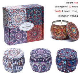 Chrstmas Gifts Vintage Scented Candles Set Flower Jar Candle Fragrance Soy Wax Natural Candle With Tin Can Wedding Birthday Home (Ships From: CN, Color: Set A-4PCS)