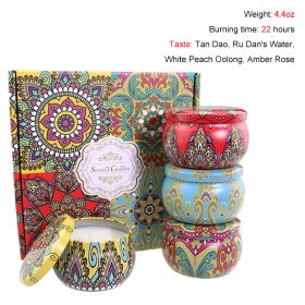 Chrstmas Gifts Vintage Scented Candles Set Flower Jar Candle Fragrance Soy Wax Natural Candle With Tin Can Wedding Birthday Home (Ships From: CN, Color: Set E-4PCS)