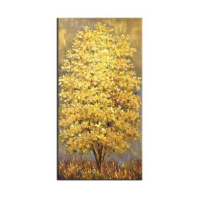 Palette Knife Money Tree 100% Hand Painted Modern Abstract Oil Painting on Canvas Wall Art for Living Room Home Decor No Frame (size: 40x80cm)