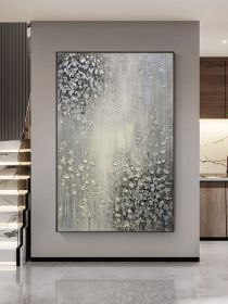 Hand Painted Abstract Oil Painting White Texture On Canvas Abstract Wall Art Picture Living Room Bedroom Wall Decor Unframed (size: 70x140cm)