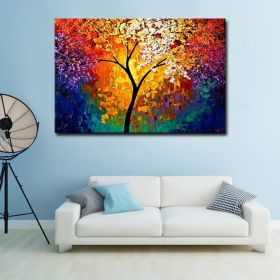 Hand Painted Canvas Oil Paintings Colorful Forest Landscape Abstract Wall Pictures Nordic Art Living Room Home Decor Frameless (size: 60x90cm)