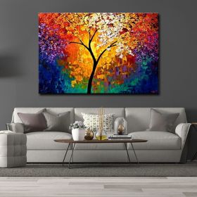 Hand Painted Canvas Oil Paintings Colorful Forest Landscape Abstract Wall Pictures Nordic Art Living Room Home Decor Frameless (size: 70x140cm)