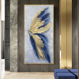 Best 100% Hand Painted Abstract Silver Gold Butterfly Oil Painting Canvas Art Modern Artwork Wall Art Picture Living Room Bedroom (size: 70x140cm)