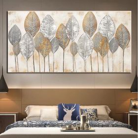 Hand Painted Thick Textured Abstract Gold Foil Oil Painting on Canvas Oil Modern Painting Fine Art Picture No Frame (size: 60x90cm)