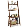 Living Room 4-Tier Bamboo Ladder Display Shelf Storage Rack Plant Flower Stand