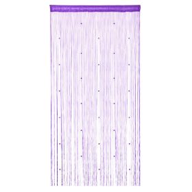 Crystal Beaded String Door Curtain Beads Room Divider Fringe Window Panel Drapes (Color: Light Purple)