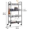 4 Tier Rolling Kitchen Storage Utility Cart on Wheels Multifunction Basket Stand Shelf for Bathroom Office Full Metal Storage Art Trolley Craft Carts