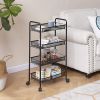 4 Tier Rolling Kitchen Storage Utility Cart on Wheels Multifunction Basket Stand Shelf for Bathroom Office Full Metal Storage Art Trolley Craft Carts