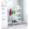 4 Tier Rolling Kitchen Storage Utility Cart on Wheels Multifunction Basket Stand Shelf for Bathroom Office Full Metal Storage Art Trolley Craft Carts