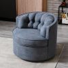 33&rdquo; Wide Swivel Barrel Chair Comfy Tufted Back Accent Round Barrel Chair Leisure Chair for Living Room; Bedroom; Hotel