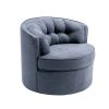 33&rdquo; Wide Swivel Barrel Chair Comfy Tufted Back Accent Round Barrel Chair Leisure Chair for Living Room; Bedroom; Hotel