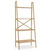 Living Room 4-Tier Bamboo Ladder Display Shelf Storage Rack Plant Flower Stand