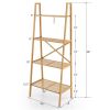 Living Room 4-Tier Bamboo Ladder Display Shelf Storage Rack Plant Flower Stand