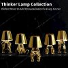 Thinker Lamp Collection; Bedside Touch Control Table Lamp Cordless Led Nightstand Desk Lamp Creative Golden Man with Dimmable Brightness for Living Ro