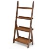 Living Room 4-Tier Bamboo Ladder Display Shelf Storage Rack Plant Flower Stand