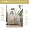 Living Room 4-Tier Bamboo Ladder Display Shelf Storage Rack Plant Flower Stand