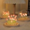 1pc Tulips Gifts For Women Flower Gifts For Her Gifts For Women Birthday Xmas Gift For Mom; Artificial Decor In Glass Dome With Led Light Night Light;