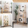 Living Room 4-Tier Bamboo Ladder Display Shelf Storage Rack Plant Flower Stand